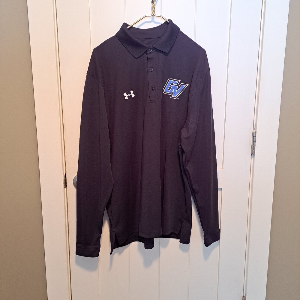 Under Armour Heat Gear Black Men's Long Sleeve Polo Shirt XL GVSU
